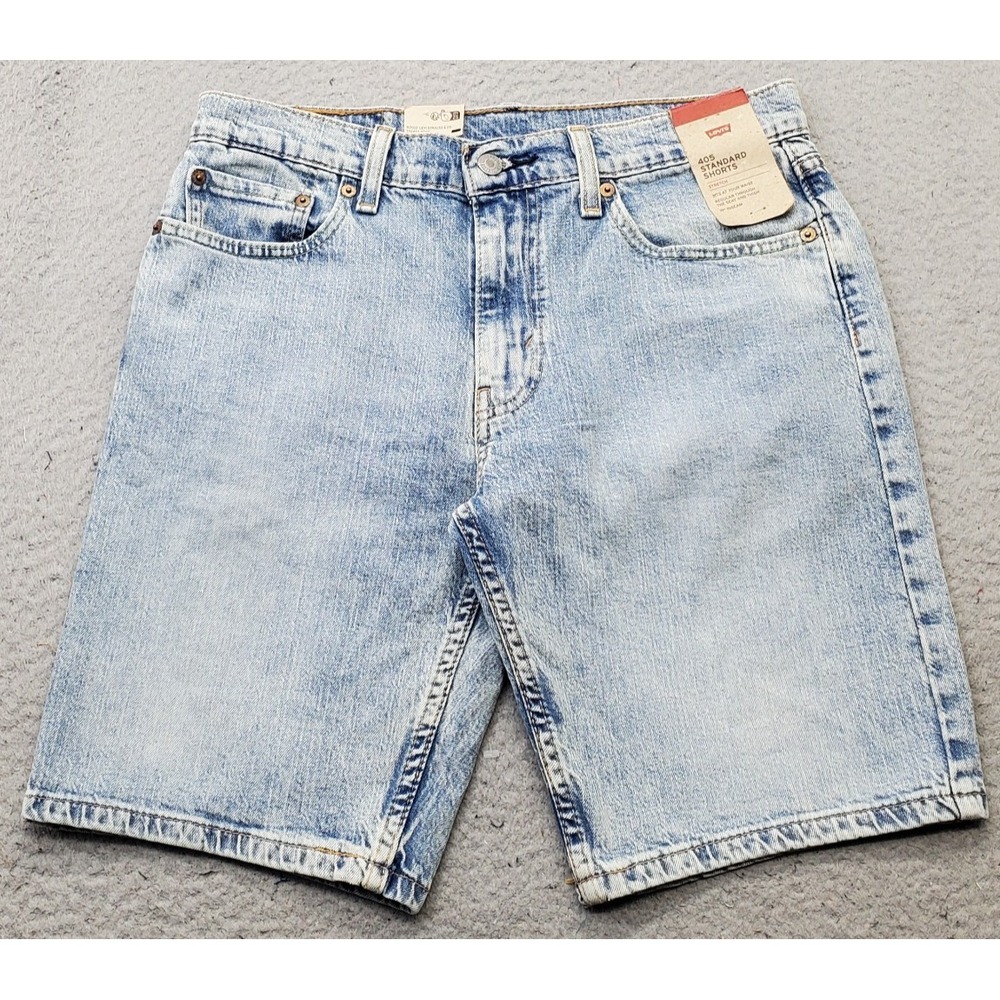 Levi's 405 Standard Shorts Mens 30 Blue Denim Red Tab Regular Fit 5-Pocket